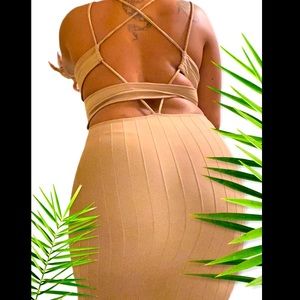 Beige Cross-back Mini Dress